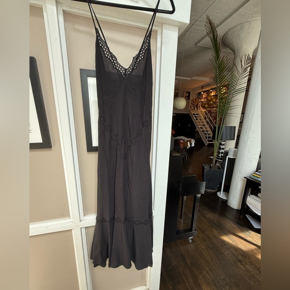 Zara Black Lace Trim cotton Dress